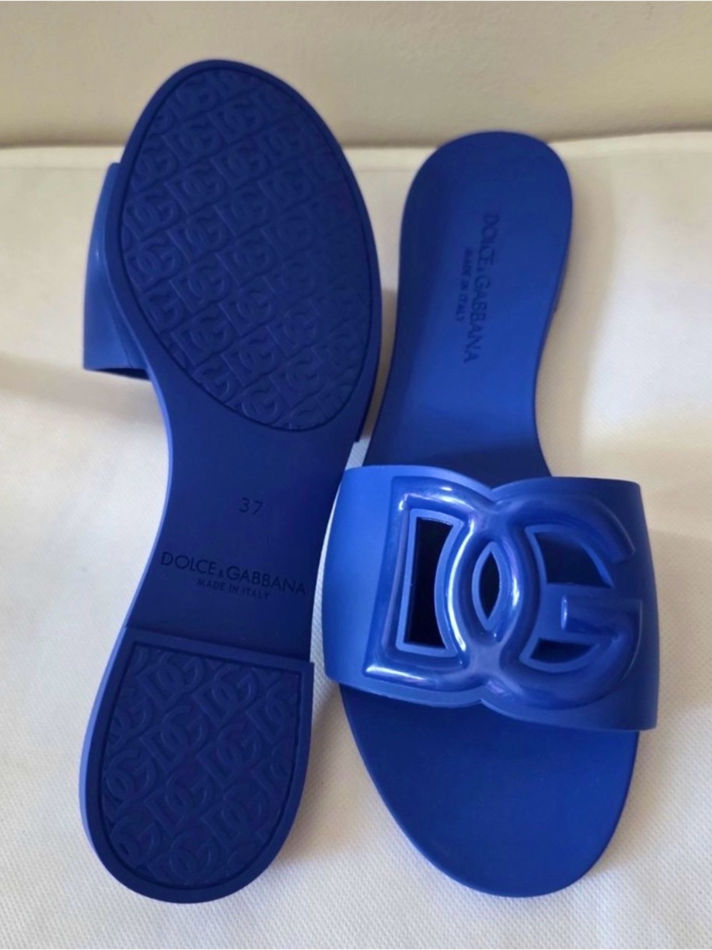 Dolce & Gabbana Rubber Beachwear Sliders Slides Sandals Blue 37